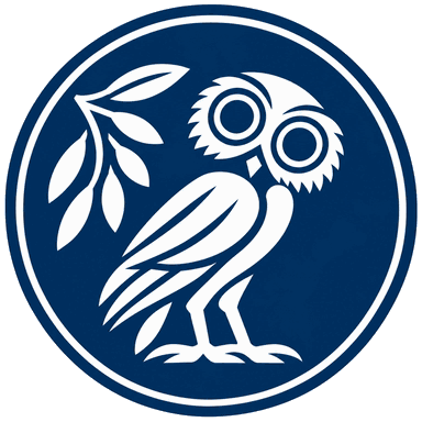Glaux logo — an owl with an olive branch